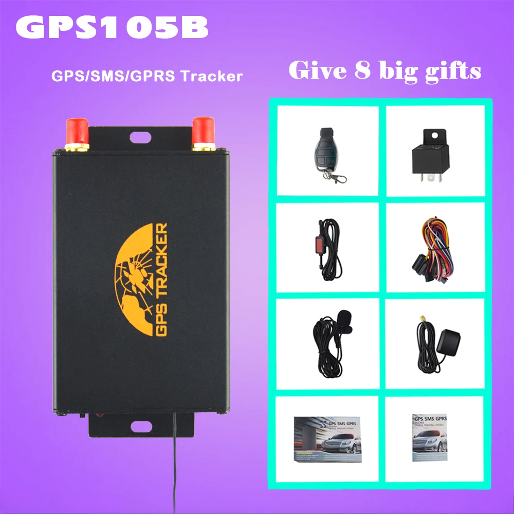 Gps устройство слежения с gps для автомобиля/TK105B устройство слежения в реальном времени с ACC сигнал SOS аварийная сигнализация Функция пульта дистанционного управления гео-забор