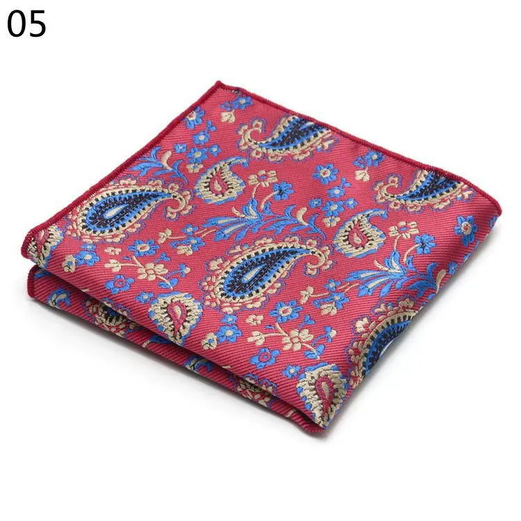 Men's Vintage Floral Paisley Silk Handkerchief Pocket Square 25*25CM For Wedding Party Chest Towel