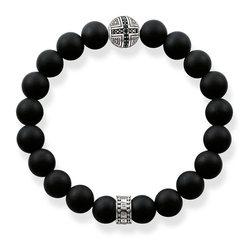 Браслеты из черного натурального обсидиана серебра 925 пробы с