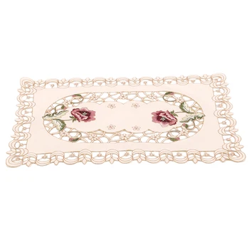 

Tea Table Tablecloth Embroidery Flowers Table Cloth Polyester Woven Coffee Placemat Decoration Family Party Simple Table Runner