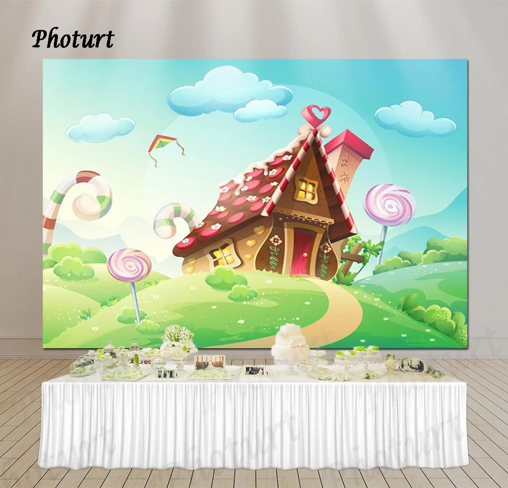 PHOTURT Candyland фон для фотосъемки с изображением детский на день рождения синий