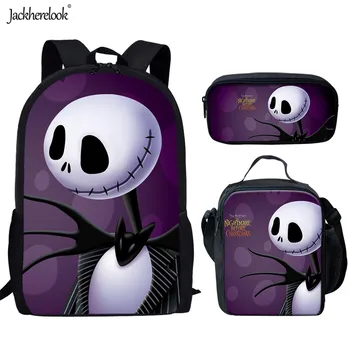 

Jackherelook 3D Cool Night Mare Before Christmas Printing Shoolbags for Kids Bag 3pcs/Set Style School Bag 2020 sac a dos enfant