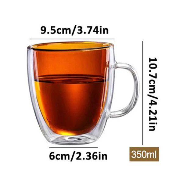 350 мл/450 мл двухслойная Изолированная стеклянная кофейная чашка, высокая боросиликатная термостойкая стеклянная чашка, стеклянная чашка для напитков - Цвет: orange350ml