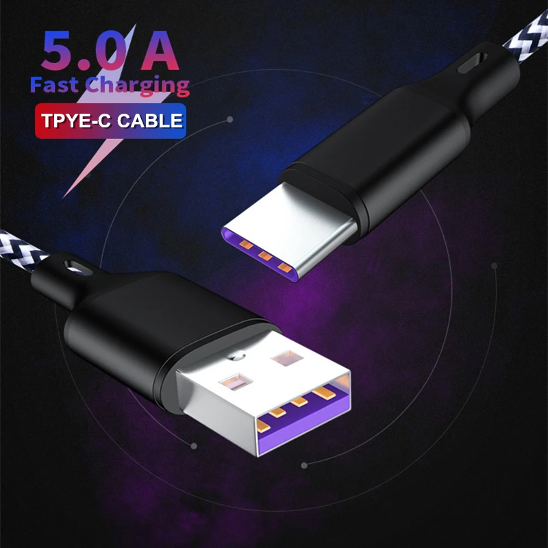 USB кабель 5 А Сверхбыстрая Зарядка для Samsung Huawei Android|Кабели мобильных телефонов| |