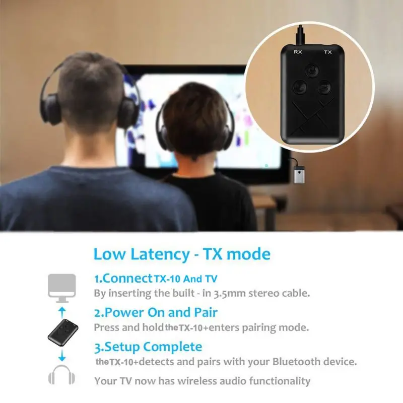 

2 in 1 Audio Wireless Bluetooth 4.2 Transmitter Receiver Adapter for TV Car