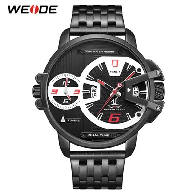 UV1702B-2C WEIDE часы с цифровым дисплеем кварцевый механизм Авто Дата Бизнес черный циферблат наручные часы водонепроницаемые часы Военные Relogio Masculino - Цвет: UV1702B-2C