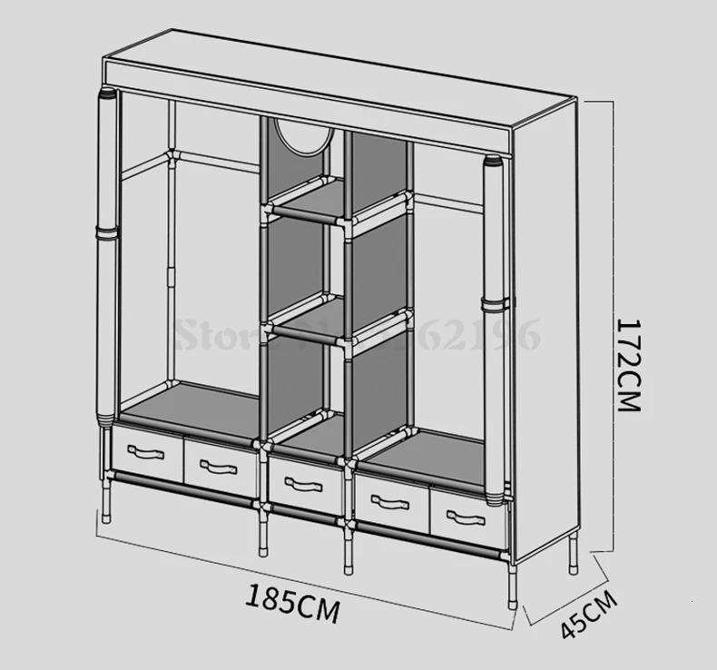 Wardrobe Simple Cloth Wardrobe Steel Pipe Bold Reinforcement Economical Thickening Simple Fabric Multi-coating All Steel Frame