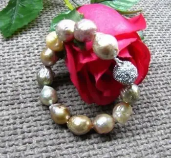 

Jewelry Pearl Bracelet huge18mm natural south sea genuine gold purple nuclear pearl bracelet 7.5-8" Free Shipping