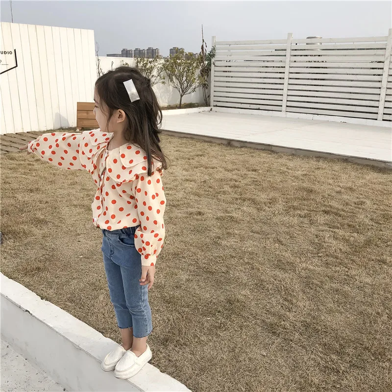 2019 новая весенняя детская одежда рубашка с длинными рукавами и оборками для