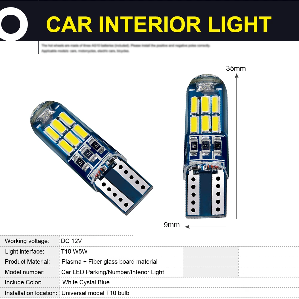 T10 194 168 W5W License Plata Light