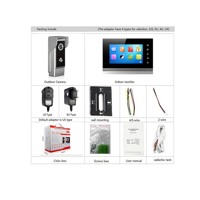 XSL-V70Km-M4 wired video doorphone 7" TFT touch buttons and take photo and make memory for villa