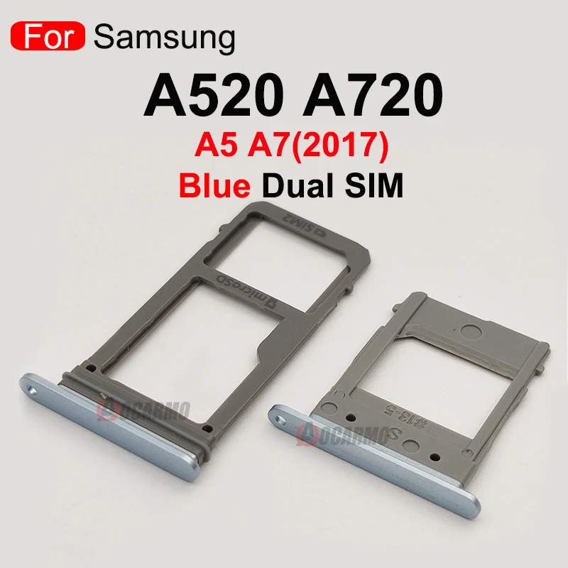 Aocarmo SIM Card Tray For Samsung Galaxy A520 A720 A5 A7 2017 Single Dual SIM Card Reader Sim Tray Holder SD Slot