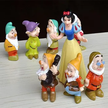 

8Pcs/set Princess Snow White Seven Dwarfs Cake Decoration PVC Action Figure Collectible Model Toy Gift For Children Birthday