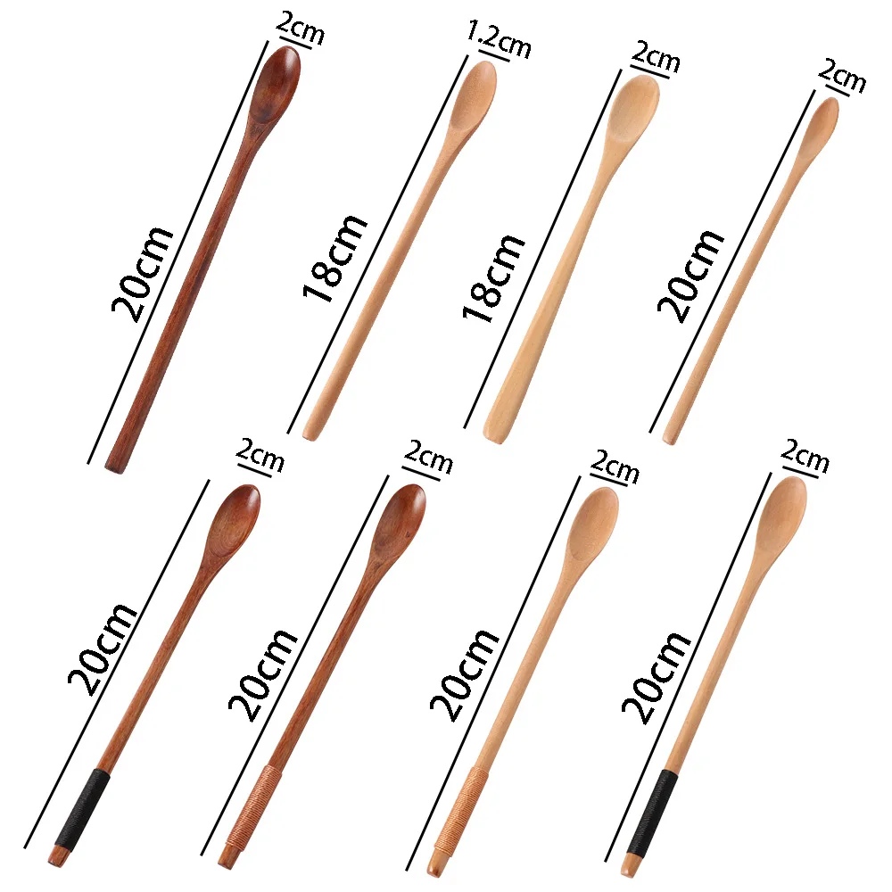 Wooden Coffee Spoon With Long Handle Paint Color Honey Scoops Dessert Tea Spoon 1PC Kitchen Gadget Tool Tableware wooden spoon,wood spoon,tea spoon