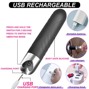 Powerful Bullet Vibrator for Women G Spot Clitoris Stimulator Sex Machine Anal Toys Erotic Massage Tools Female Masturbator Wand 3