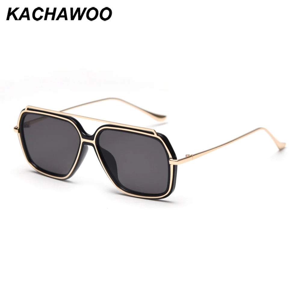 Kachawoo, прозрачные солнцезащитные очки для женщин, полигон, черный, серебристый цвет, зеркальные шестиугольные солнцезащитные очки для мужчин,, половина металла, высокое качество