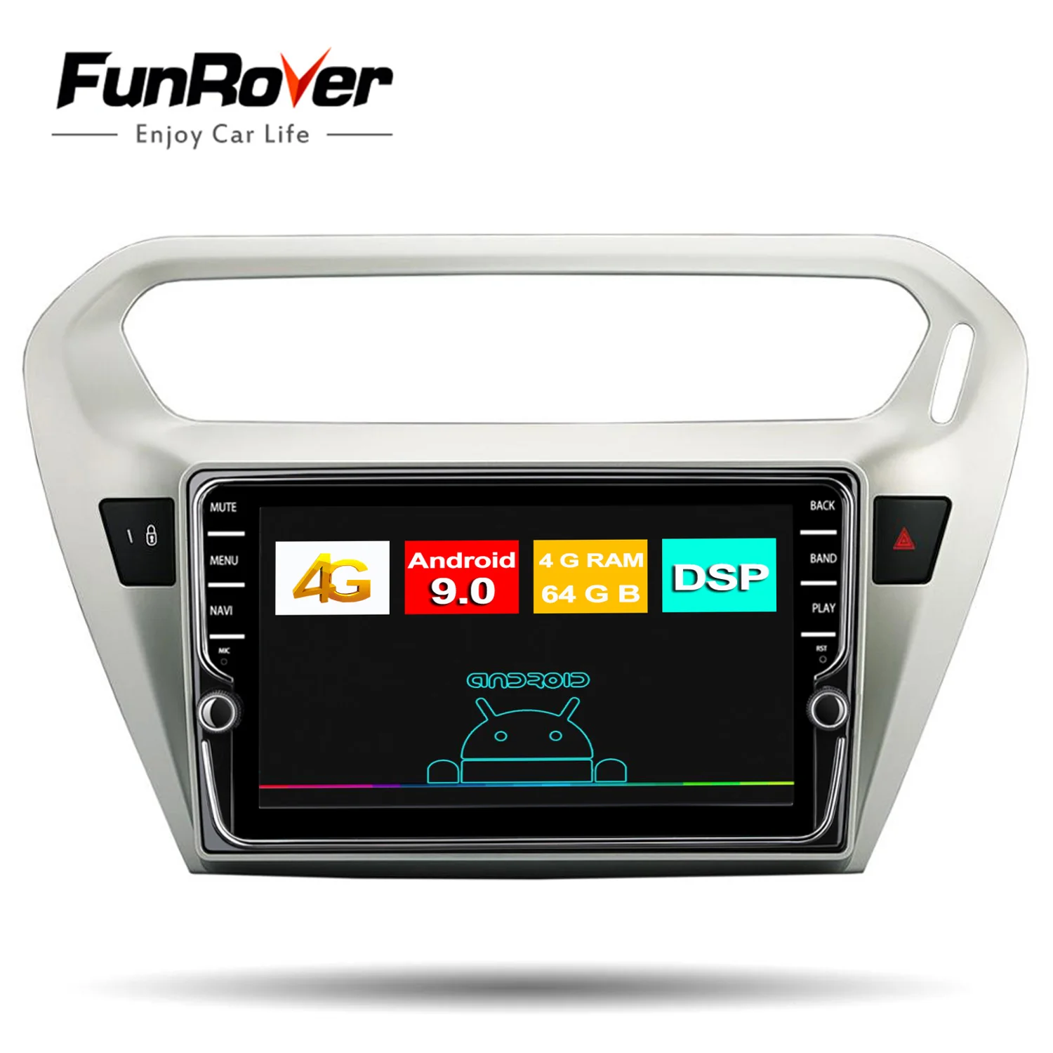 Funrover ips Android 9,0 автомобильный dvd-плеер gps навигация Мультимедиа Радио для peugeot 301 Citroen Elysee радио 2013- 2 Din Dsp