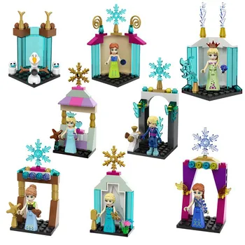 

Disney Frozen 8pcs Dolls Small Building Block Diy Assembling Model Educational Toys Cartoon Figures Princess Anna Elsa Toys Gift