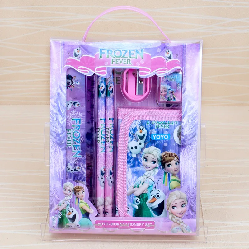 6pcs set with box Канцелярские принадлежности Дисней детские милые Мультяшные монетки кошельки канцелярские набор подарочные в коробке школьные принадлежности Детские подарки на день рождения D02 - Цвет: 6pcs set with box