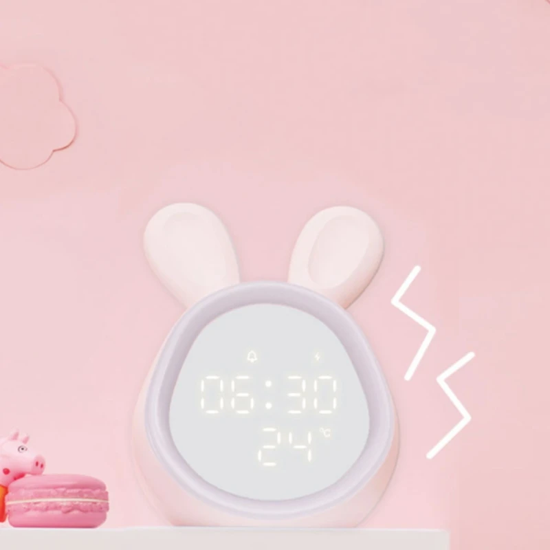 バニー耳ledデジタルアラーム時計電子ledディスプレイサウンド制御かわいいウサギナイトランプデスククロック家の装飾 Alarm Clocks Aliexpress