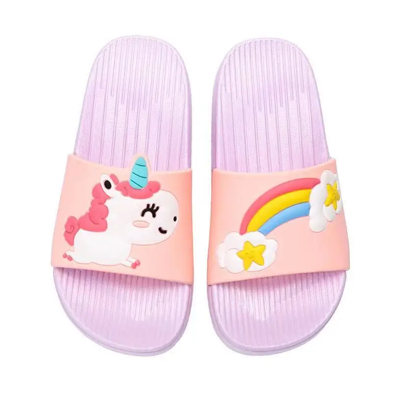 Baby Girls Cartoon Unicorn Toddler Beach Swimming Slippers Kids Boy Rainbow Shoes Children Summer Flip Flops Indoor Cute Sandals
