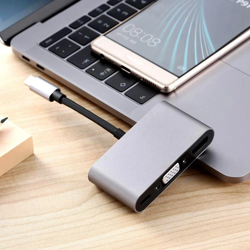 FULL-Usb-C Usb 3,1 type C к Hdmi& Vga& Usb3.0 Otg& Женский& аудио адаптер для ноутбука