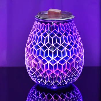 

3D Floral Stars Wax Melts Aromatherapy Irregular Square Aroma Electric Wax Melt Burner 3D Lamp Night Light Electric Oil Burner