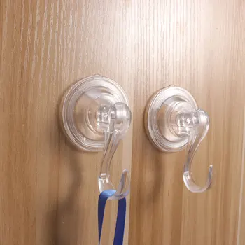 

2 pcs Suction Cup Hooks Wall-mounted Plastic Removable Holder for Washcloth Coat
