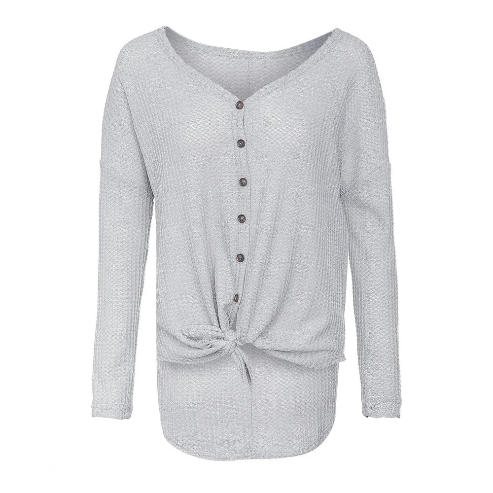 

JAYCOSIN Women Sweater Winter Autumn plus size Knit Tunic Blouse Knot Henley Tops female Cardigans Bat Wing Plain Shirts V-Neck