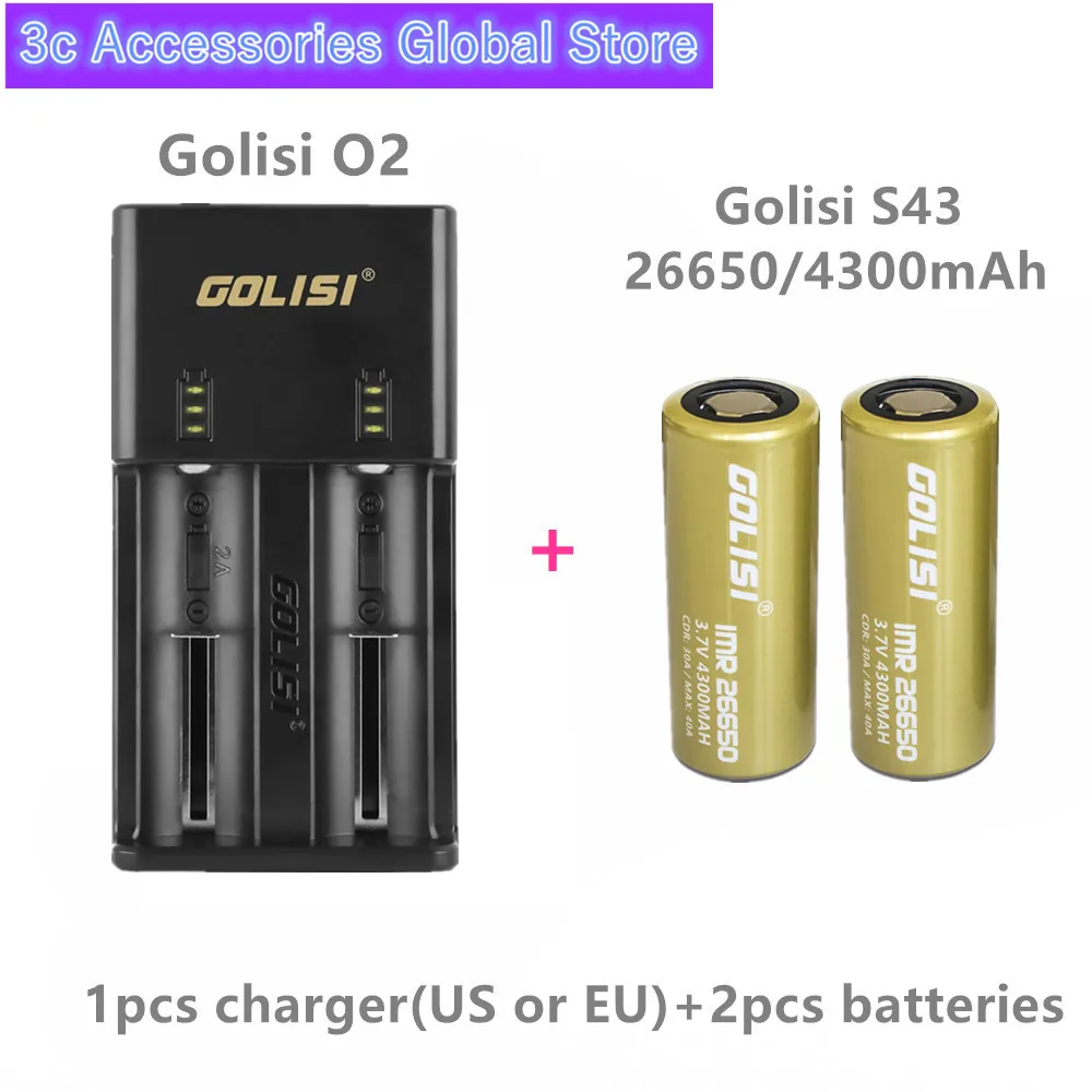 Golisi 2 шт. S43 IMR 26650 4300 мАч 40 А E-CIG перезаряжаемая батарея VAPE с O2 интеллектуальное