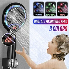 

Digital LED Display Temperature Control Shower Head 3 Colors LED Water Power Shower Head Powered Spray for Baby Pregnant Women