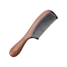 Pro Natural Ox Horn peine fragante de sándalo verde mango de madera peines cuidado del cabello