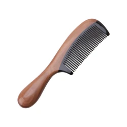 Pro natural boi chifre verde sândalo perfumado pente de madeira lidar com pentes cuidados com o cabelo