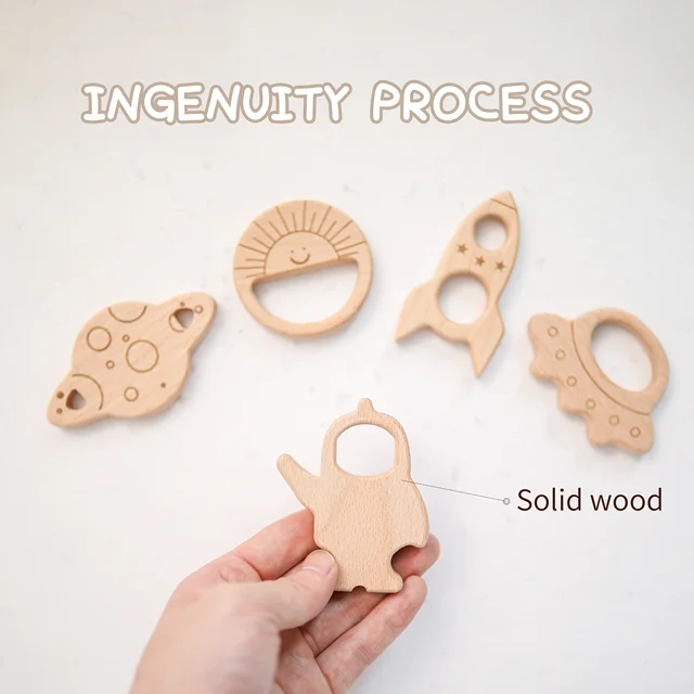 Space Series Wooden Building Block Toys for Children Montessori Baby Toy Stacking Blocks Baby Teether for Teeth Small Wood Gift 3