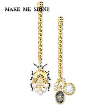 

High Quality SWA Women Irregular Crystal Pearl Beetle Pierced Earrings Stud Earing Jewelry Charm Elegant Party Gilrs Cool Gift