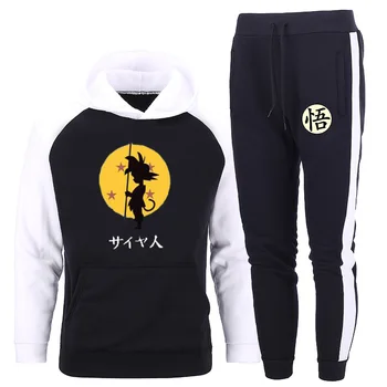 

Fashion hooded sweatshirt Japanese anime print track suit men's suit fleece contrast sportswear hoodie suit