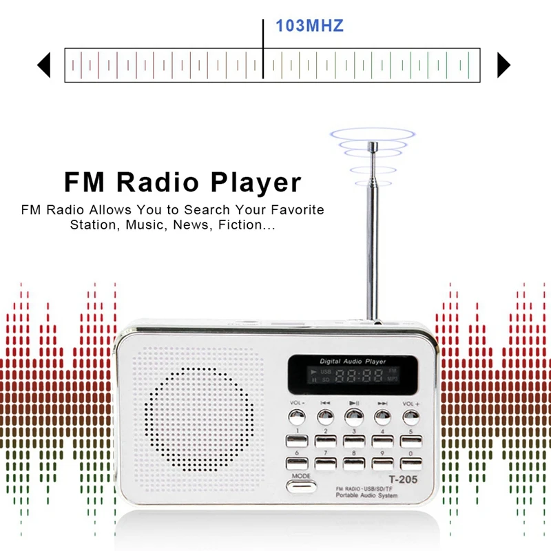 Портативный мини Am Fm радио стерео динамик Поддержка Sd/Tf карты с Usb