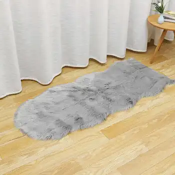 

Fluffy Rug Floor Mat Cover Anti-skid Soft Artificial Wool Copy Sheepskin Hairy Carpets Blanket Living Room Bedroom Bed