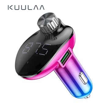 

KUULAA Car Charger with FM Transmitter Bluetooth Receiver Audio MP3 Player TF Card Car Kit QC3.0 Fast Charging Car Phone Charger
