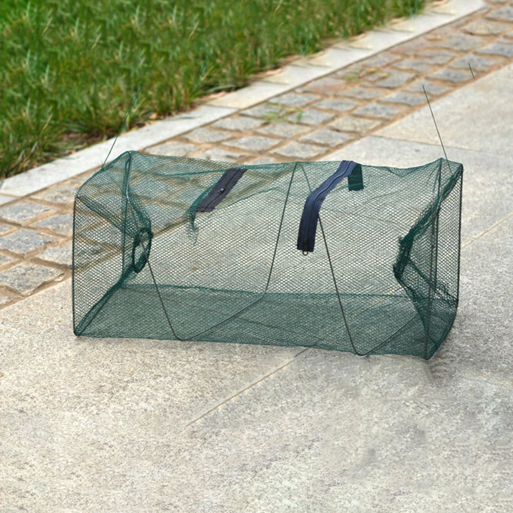 Portable Fishing Net Fish Shrimp Mesh Cage Cast Net Fishing Trap Network Foldable Fishing Net Tackle Fishing Net Tackle zipper