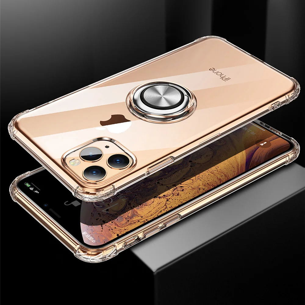 Прозрачный чехол с магнитным кольцом держателем для iPhone 11 Pro Max X XS XR|Бамперы| |