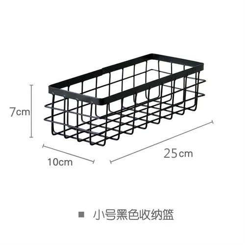 S-black (no wood) Нордическая кованая корзина для хранения посуды органайзер для мелочей настольная косметика отделка домашнее хранилище корзина decoratioin - Цвет: S-black (no wood)