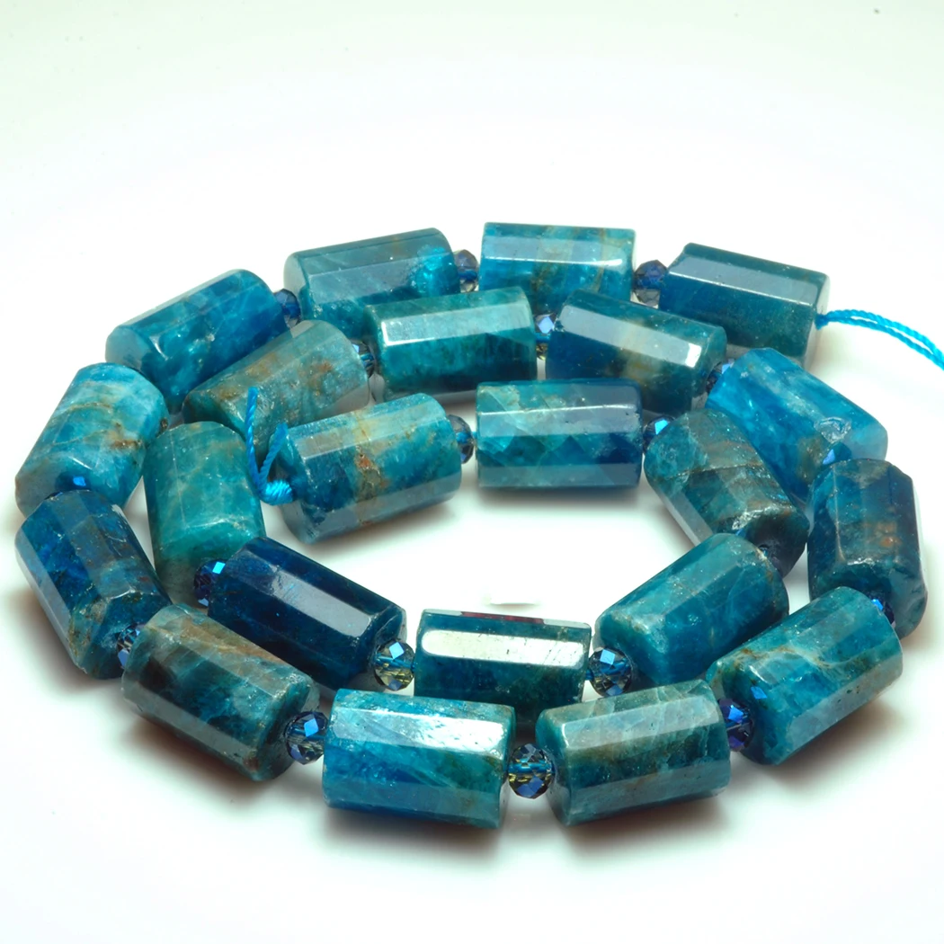Apatite 10X14 мм бусы с натуральными драгоценными камнями граненый цилиндр для серебра 925 ювелирные изделия ожерелье серьги браслет 21 шт ICNWAY