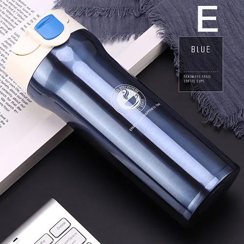 Blue 400ml Термос из нержавеющей стали для машины, кружка для кофе, чашка для путешествий, термос с двойными стенками, кофейная кружка, Термокружка, Термокружка - Цвет: Blue 400ml