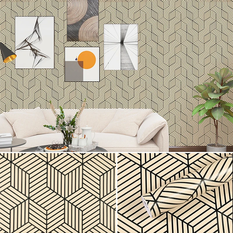 Wall stickers self adhesive wallpaper peel and stick paper golden stripe wallpaper for home decoration