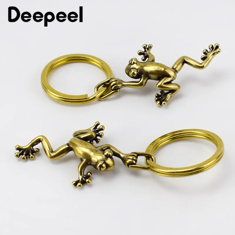 2 шт. экологичный Ретро Твердый латунный брелок с дизайном лягушка Крючки Кошелек