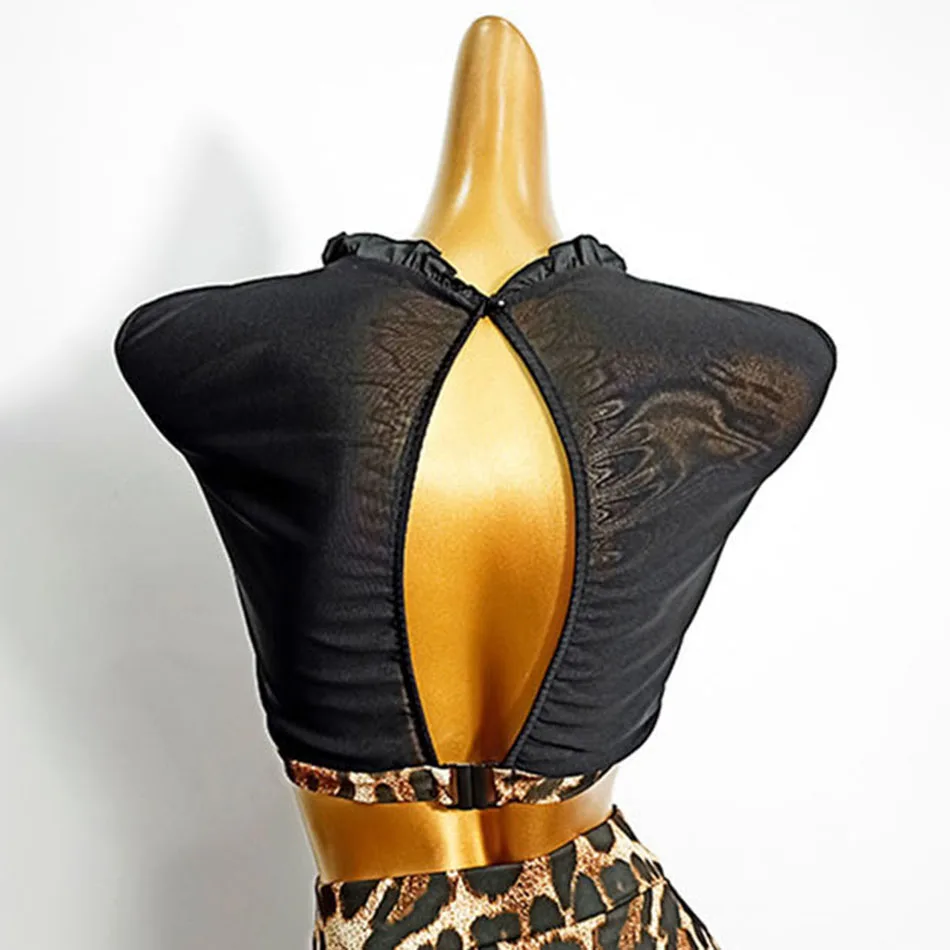 Latin Dance Dress Women Leopard Tops and Skirt Latin Dance Tops for Ballroom Samba Tango Chacha Dancing Performamnce DL504 dance dress dance skirt
