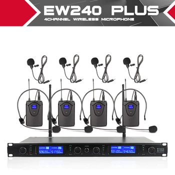 激安 Xtuga トップ品質 EW240PLUS 4 チャンネルワイヤレスマイクシステム Uhf カラオケコードレス 4 ボディパックマイクホームパーティー
