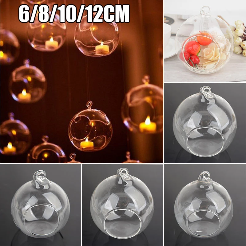 6/8/10/12Cm Clear Glass Round Hanging Candle Tea Light Holder Candlestick Home Globe Shape | Дом и сад