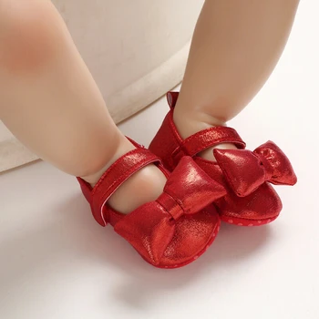 

Cute Baby Girl Princess Party Shoes Sequins Bling Bow Crib Shoes Newborn Kid Children Leather Soft Sole Anti-Slip Shoe Prewalker